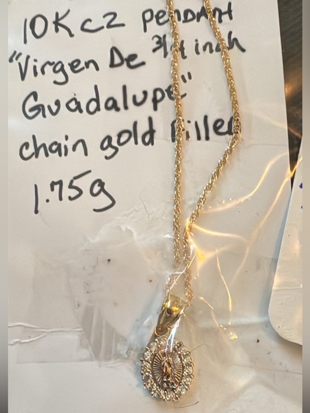 10k Gold-Virgin de Guadalupe Pendant Necklace - Gold filled chain
